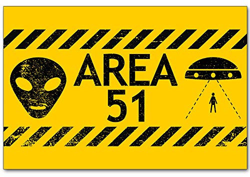 Original Retro Design Area 51 Alien Blechschilder Wandkunst | Dicker Weißblech Druck Poster Wanddekoration für Garage