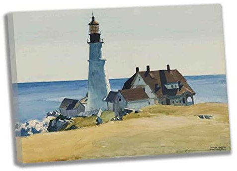 Lasite Edward Hopper《Leuchtturm》Leinwandbilder Kunstdruck Bilder Reproduktion Leinwanddruck Bilder Leinwand Gemälde Wanddekoration gerahmt fertig zum Aufhängen(（55x77cm） 22x30inch,Gerahmt)