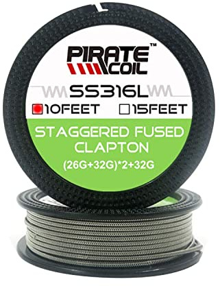 Staggered Fused Clapton wire 10ft - (26GA+32GA) x2+32GA Resistance Wire, Stainless Steel 316L Prebuilt Wires for Household Wiring Use (Staggered Fused Clapton wire)