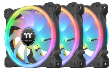 Thermaltake SWAFAN 12 RGB Radiator Fan TT Premium Edition 3 Pack, Swappable Fan Blade Design, Customizable air Flow Direction, 2000 RPM, CL-F137-PL12SW-A, 120mm Black