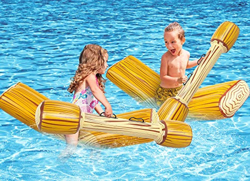 Subtail 4Pcs Jeux Piscine Gonflable pour Adulte Enfant - Bataille BûChe Bouee Piscine Radeaux - Forte Stabilité Fauteuil Gonflable - BouéE Hamac Parfait pour Les FêTes Piscine