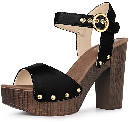 Perphy Platform Chunky Heels Sandals for Women Black 6.5 UK/Label Size 8.5 US