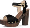 Perphy Platform Chunky Heels Sandals for Women Black 6.5 UK/Label Size 8.5 US