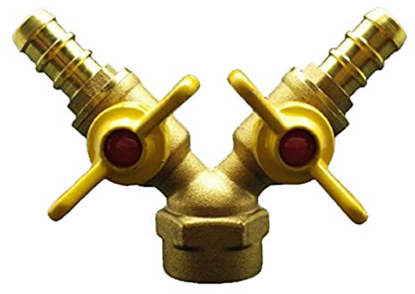 CELIKA Sanitärarmaturen, Kugelhahn, LL Y-förmiger Verteiler DN15 1/2 Zoll Stecker auf 12 mm Schlauchtülle Messingkugelhahn Luft Kraftstoff Gas Lay-QF