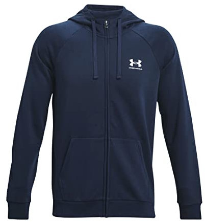 Under Armour Sweat à capuche UA Rival en polaire avec fermeture éclair intégrale pour homme, Academy / White-408, 5X-Large
