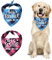 URROMA Rose Red and Lake Blue Plaid Dog Bandana Scarf, 2 Packs Soft Cotton Dog Bandana Adjustable Triangle Pet Scarf for Small Medium Dogs Pets