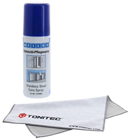ToniTec Edelstahlpflege Spray 50 ml Edelstahlreiniger inkl. Microfasertuch