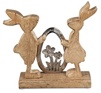 formano Geschenke und Dekoration zu Ostern- Hase mit Ei 24cm aus massivem Mango-Holz
