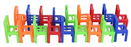 TYTOGE Stapelstuhl-Spiel, 18 Teile/Satz Mini-Stapel-Kunststoff-Stuhl-Spielzeug, das Intelligentes Spielzeug Lernt, Familienbrett, Balancing-Spielzeug, Spiele Kinder