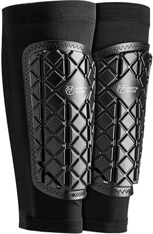 Northdeer Nova 3.0 Schienbeinschoner Fußball und Universal - Shin Guards für Herren und Damen (Schwarz L)