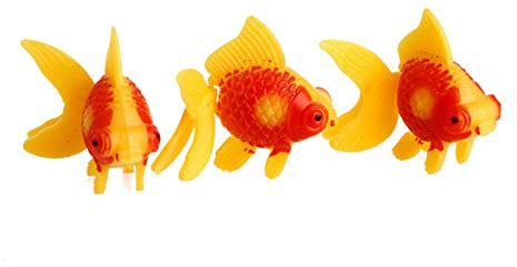 vsilay Künstliche Aquariumfische, Kunststoff, Goldfisch, realistisch, beweglich, kleine Fische, Ornament für Garnelen, Riffaquarien, 3 Stück