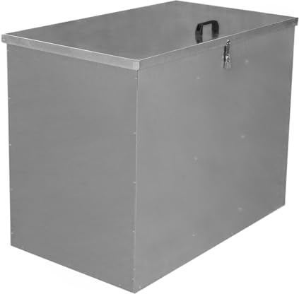 Verzinkter Futterbehälter 3 Fächer 64 Liter Futtertonne Futteraufbewahrung Futterlagerung Futterlager wetterfest Futtertrog mit Deckel witterungsbeständig Futterbox