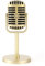 LANTRO JS Microfono vocale dinamico retrò classico, modello vintage con supporto, microfono antico, decorazione per costume per feste, riprese karaoke (oro)