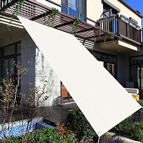 Voile d'ombrage Rectangulaire 1.2 x 1.6 m HDPE Respirant Perméable à l’Eau Jardin Toile d Ombrage Rectangulaire avec Corde Libre Serre-Cables pour Patio Jardin Terrasse Extérieur Balcon, Blanc
