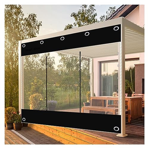 Pergola Curtains Outdoor With Zipper Door,Outdoor Clear Tarp Curtains,Pvc Plastic Partition Screen Pergola Waterproof Side Panels, With Eyelets, For Decks Porches ( Size : H2xW10m/H6.5xW32.8ft )