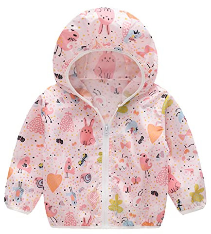 YCBMINGCAN Veste pour enfant garçon et fille : printemps été bébé veste fine veste softshell coupe-vent veste d'extérieur avec capuche, Rosa-f, 2 ans