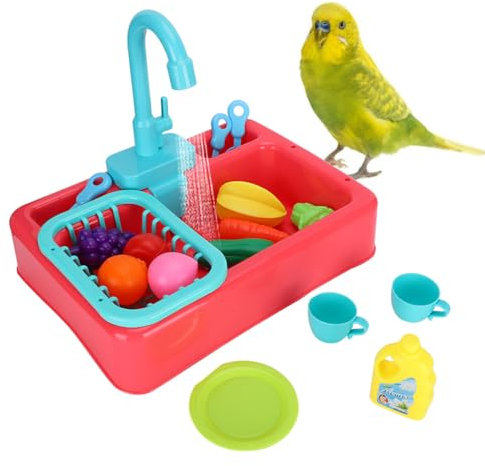 Felenny Pet Papageien Bird Bathtub, Vogelbadewanne Haustier Vogel Vogeldusche Badewanne mit Spielzeug Automatic Parrots Bathroom Bird Shower Tub