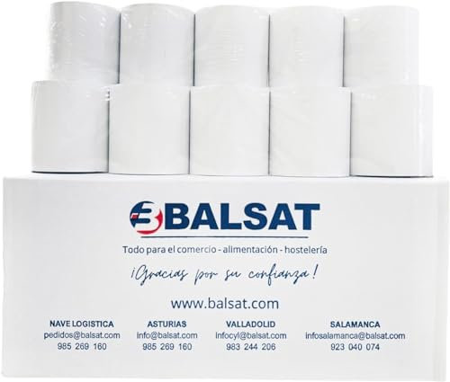 BALSAT Papel Termico 20 Rollos 80x80 | Papel Impresora Termica 80mm | Rollo Térmico 80x80 | Rollo TPV | Rollos Impresora Térmica | Papel Térmico | Rollo tickets para cajas registradoras, impresoras