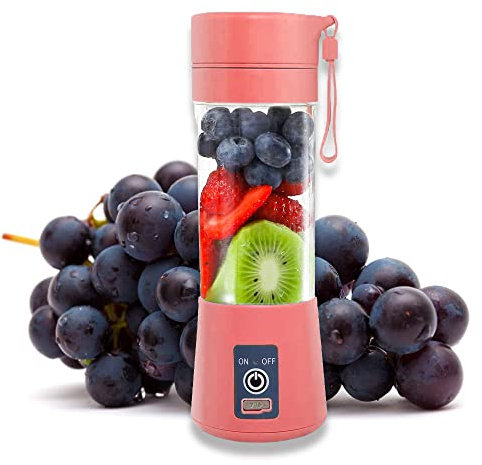 Pink Portable Smoothie Blender - 6-Blade Mini Blender with USB, Perfect for Travel, Kitchen & Camping