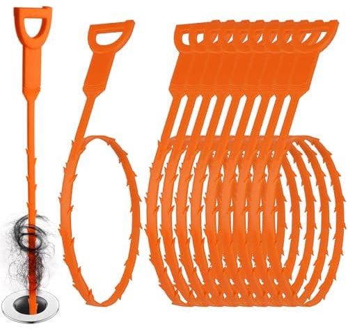 10 Pcs Drain Snake Unblocker, 64cm Extended Drain Clog Remover Tool, Drain Cleaner Sticks for Sink, Pipe and Tub, Plumbing unclogger Tool for Clogged Drains in Bathroom, Kitchen, Bathtub Hair Catch