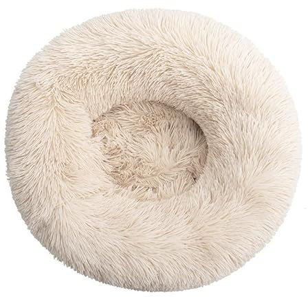 Haustierstolz - Kuschelweiches Hundebett Wolke 7 – Unser Original | Anti Stress Donut Hundekorb | Kuschelbett für Hunde (L-70CM,Beige)