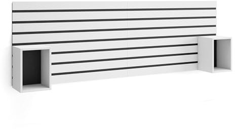 Skraut Home | Tête de lit | avec Tables de Chevet | 214x70x3 cm | Lit 120,135,140,150,160 cm | Panneaux Muraux | Style Moderne | Blanc