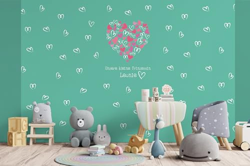 Glücksvilla - Baby-Kinderzimmer-Tapete 150 g/qm, rote Herzen