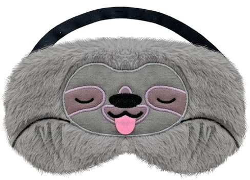 Nette Faultier Schlafmaske Flauschige Tier Augenmaske für Schlaf Reisen Atmungsaktiv Eyeshade Augenabdeckung Augenblende Schlafmaske Kinder Erwachsene|Grau