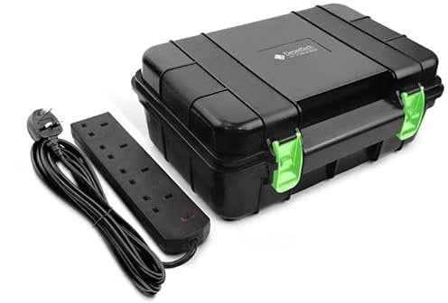 Desiretech Weatherproof Outdoor Electric Box with 4 Gang 10m Extension Lead – IP54 Rated, Heavy-Duty Power Supply for Garden Tools, Christmas Lights, and DIY Tasks