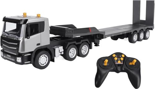 COIL Camion RC, Trasportatore auto, Trasportatore radiocomandato, Rimorchio RC, Modello: 1318, 1:18, Luce, Suono Frequenza: 2,4 GHz, Grigio