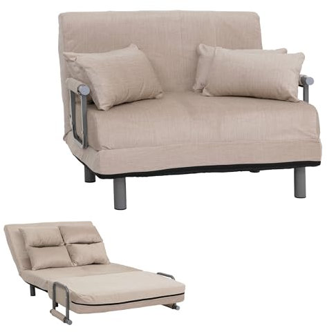 Mendler Schlafsessel HWC-K29, Klappsessel Schlafsofa Gästebett, Liegefläche 190x100cm, Stoff Chenille (370g/m²) - Creme