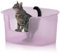 Extra Large Cat Litter Tray, 63cm x 45cm x 33cm Deep, Easy Cleaning, Lowered Entry, Anti-Spillage, Transparent Purple