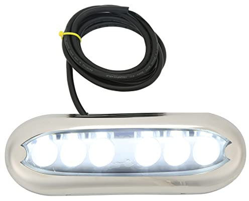 LOCADENCE LED Bootslicht, 12 V 24 VDC, 6 Helle LED Lampenperlen, IP68, Edelstahl, 1,5 M Stromkabel, Boots Unterwasserlicht für Boote, Yachten, Ozeane, Motorboote (Weißes Licht)