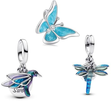 PHCLASY Blauer Schmetterling Set Charms für Armbänder Halsketten und Europäische Schlange Kette Große Geschenke für Frauen Urlaub/Geburtstag