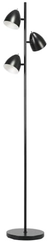 HOMCOM Stehlampe 3 Verstellbar Flammen E27 Fassung Wohnzimmer Schwarz | Stehleuchte, Industrielle Standlampe, Schlafzimmer, exkl. Leuchtmittel