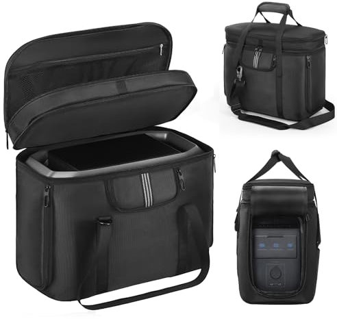 EUGOOCX Tragbare Tragetasche, kompatibel mit ECOFLOW Delta 3 Plus, schützende Aufbewahrungstasche für Kraftstation und Zubehör, mit Mehreren Schnellanschluss- und Wärmeableitungsfenstern