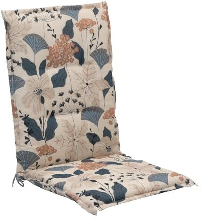 Generisch Gartenstuhlauflage - Creme - Blau - Mittellehner - mit Stehsaum
