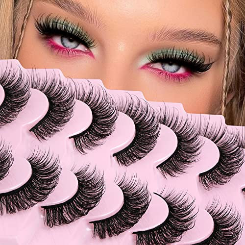 Nerz-flauschige 6D-Dramatische D-Curl-Wimpern, 20 mm lang, Nerz-Masse, volles Volumen, 7 Paar, sehen aus wie Verlängerungen