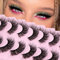 Nerz-flauschige 6D-Dramatische D-Curl-Wimpern, 20 mm lang, Nerz-Masse, volles Volumen, 7 Paar, sehen aus wie Verlängerungen