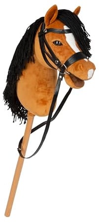 small Foot Hobby Horse braun „Melodie“, Steckenpferd mit abnehmbaren Holzstab und frisierbarer Mähne, inkl. Halfter, Trense & Führstrick, für Kinder ab 3 Jahren, 12716