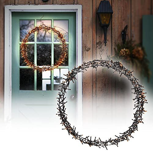 ECD Germany LED Lichterkranz Ø48 cm, 400 LEDs, Warmweiß, 8 Leuchtmodi, IP44 Innen/Außen, Metallkranz Türkranz Fensterkranz Hängekranz Ring Weihnachtsdeko Fensterlicht Weihnachten Weihnachtsbeleuchtung