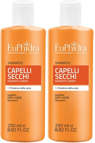 Euphidra, Shampoo Capelli Secchi, Flacone 250 ml, Delicato ed Efficace per Capelli Aridi, Devitalizzati e Crespi, Morbidi e Luminosi, Dermatologicamente Testato (Confezione da 2)