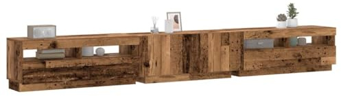 Mimdixy TV Cabinets for Living Room, TV Cabinet with LED Lights Old Wood 300x35x40 cm Engineered Wood for Living Room, Bedroom