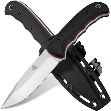 PUMA TEC – Survival D2 Knife – Schwarz – Feststehendes Full-Tang-Outdoormesser – D2-Stahl (60 HRC) mit edlem Satin-Finish & G10-Griff – inkl. passender Kydex-Scheide mit Steel-Clips