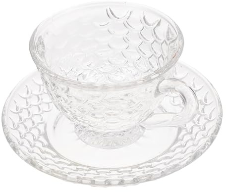 Beavorty Ensemble de Tasses à Café 101-200ml en Verre Transparent, Service 2 Pièces Soucoupes Antidérapantes, Bord Lisse, Maison, Café, Bar, Thé et Boissons Diverses