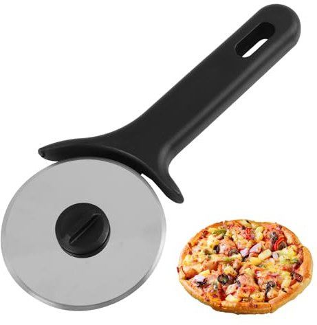 Roulette à Pizza Professionnelle avec Lames en Acier Inoxydable - Coupe-Pizza avec Poignée Ergonomique en Silicone et Couvercle de Sécurité, Découpe Facile pour Pizza, Pâtes, et Plus