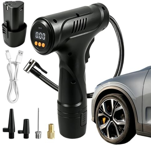 Wireless Car Tire Inflator - Portable Cordless Air Compressor Pump Gauge