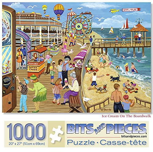 Bits and Pieces - 1000 Piece Jigsaw Puzzle for Adults - Ice Cream on the Boardwalk - 1000 pc Beach, Jersey Shore Jigsaw by Artist Sandy Rusinko