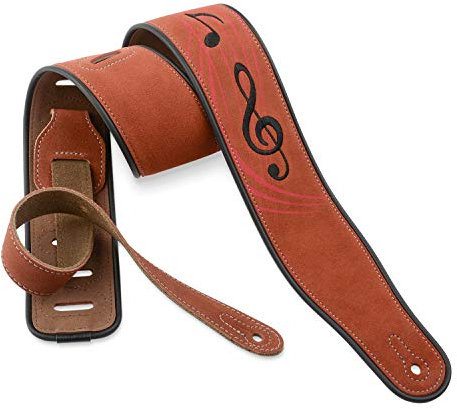 Dulphee Leder-Gitarrengurt, 7,1 cm breit, Wildleder-Gitarrengurt für Bass, E-Gitarre und Akustikgitarre (Braun-Note)