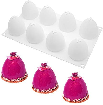 Moule en silicone, moule gateau pour Glace Chocolat Pâtisserie Dessert, 8 Trous Forme de demi oeuf